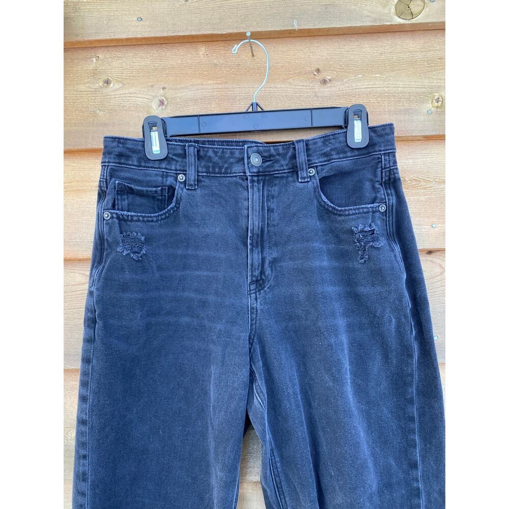 American Eagle black distressed mom straight leg jeans - Picture 3 of 8